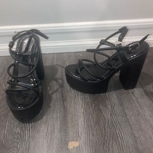 black strappy heels